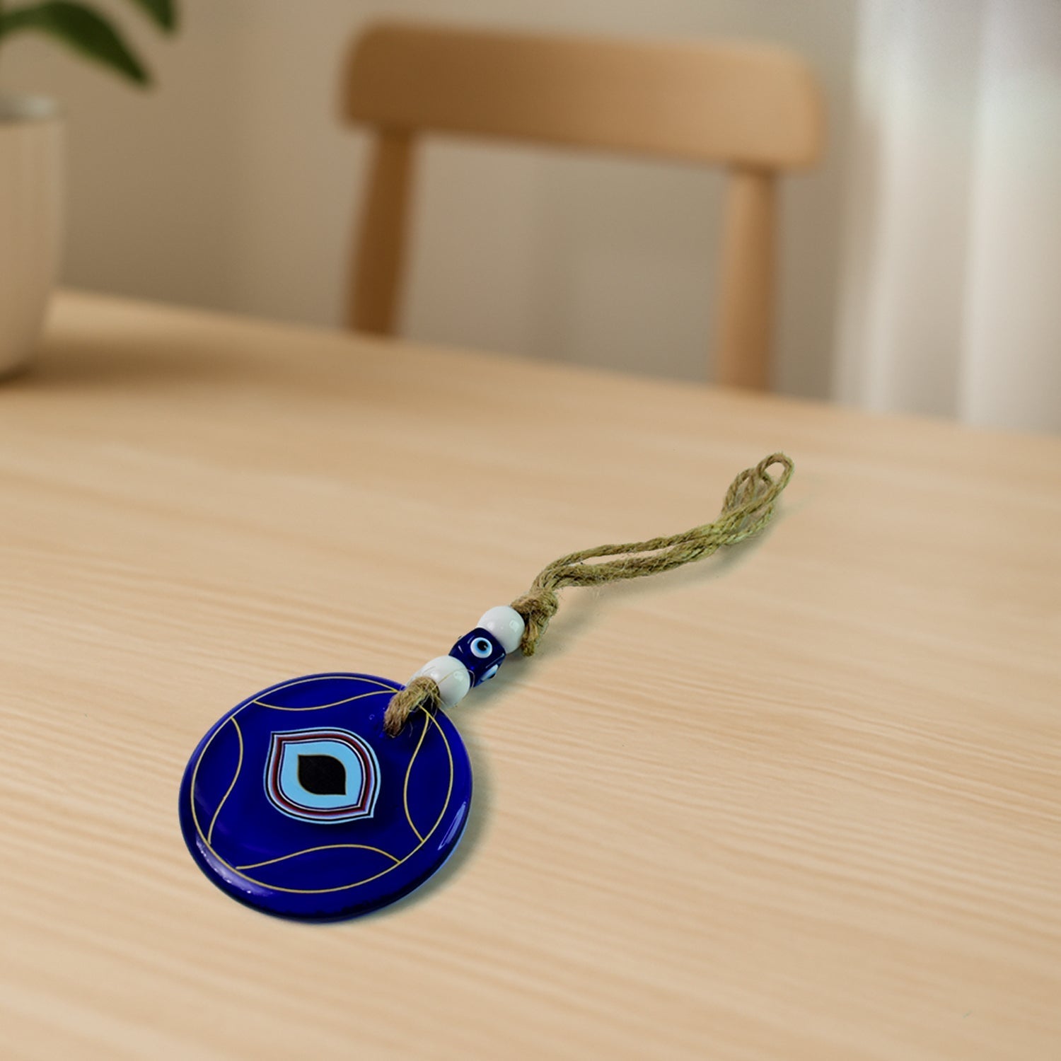 Decorative Evil Eye Wall Hanging Nazar Protector Charm with Beads, Wind Chime (1 Pc) Decorative Evil Eye Wall Hanging Nazar Protector Charm with Beads, Wind Chime (1 Pc)